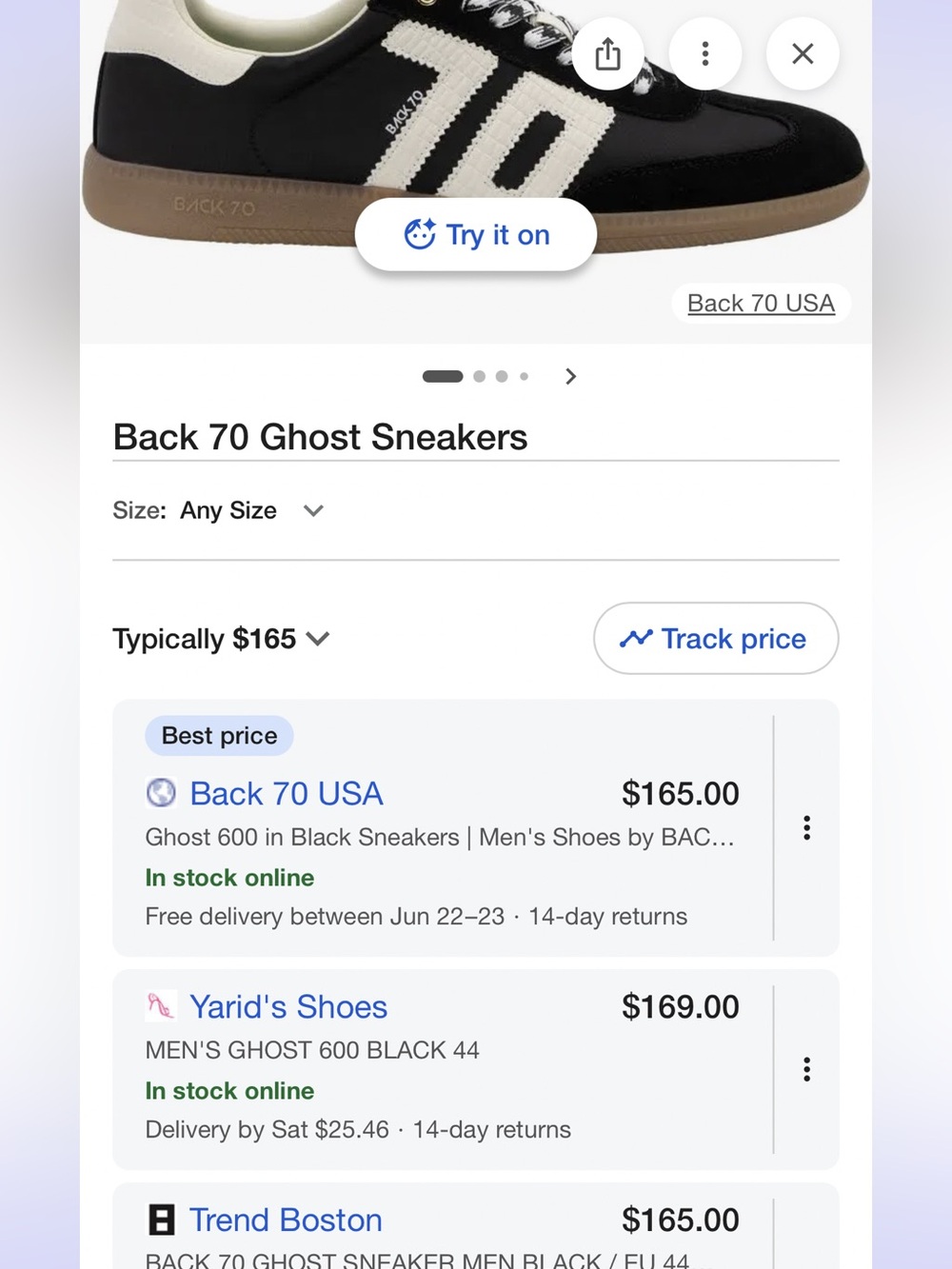 👟 Ghost 600 Back70  Men's Black and Cream Sneakers with Contrast Details